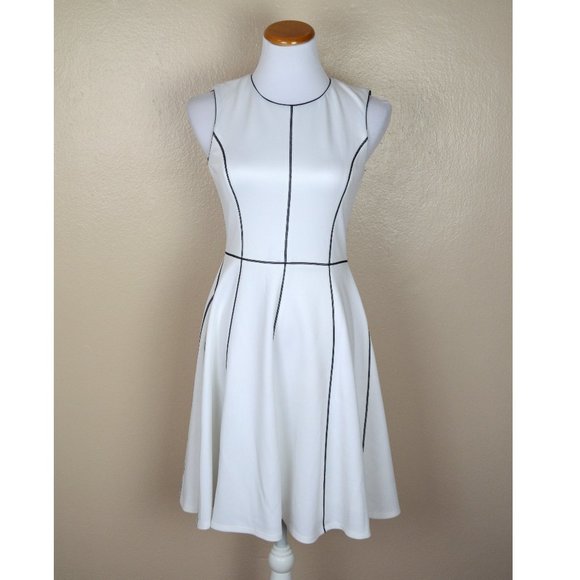 Calvin Klein Scuba Fit and Flare Color Block Dress - Picture 1 of 8